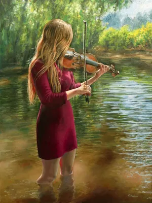 Девушка со скрипкой, Скрипачка, Вдохновение, Скрипка, Вода, Брызги, Макро  (1920x1080) - обои для рабочего стола