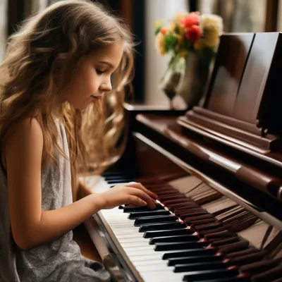 Девушка, эффектная, играет за пианино…» — создано в Шедевруме
