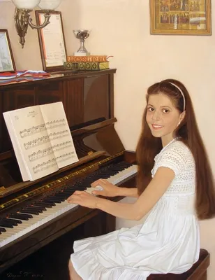 Пазл «Девочка за пианино» из 130 элементов | Собрать онлайн пазл №106836
