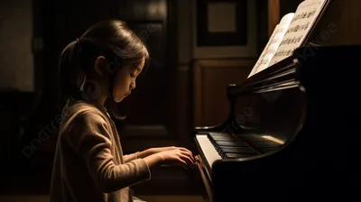 Фотообои \"Маленькая девочка играющая на пианино\" - Арт. 051020 | Купить в  интернет-магазине Уютная стена