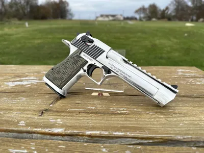 Magnum Research Apocalyptic Desert Eagle Mark XIX Semi Auto Pistol .50AE 6\"  Barrel 7 Rounds G10 Synthetic Grips Cerakote White Matte Distressed Finish  - Duke's Sport Shop, Inc.