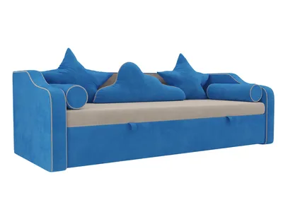 Детский диван-кровать \"Рико\" - Бежевый / голубой (велюр) - купить по цене  38990 ₽, в Санкт-Петербурге