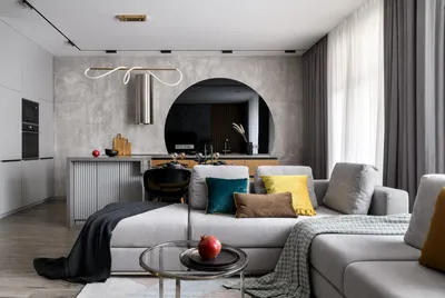 Серый диван в интерьере кухни-гостиной: 50 фото сочетания цветов | Интерьер,  Серый диван, Интерьер кухни