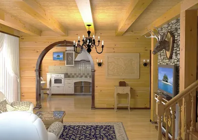 Дизайн интерьера дома из бруса и клееного бруса