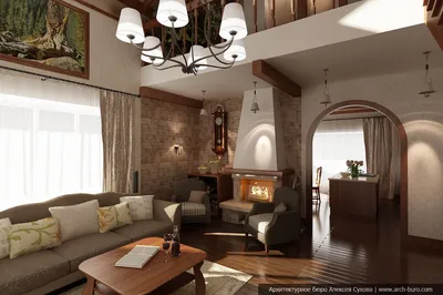 Дизайн интерьера гостиной и кухни-столовой в загородном доме (коттедже) –  arch-buro.com