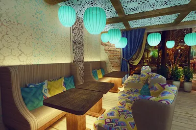 Арабский стиль в интерьере. Гостиная комната и кухня в восточном стиле. Фото