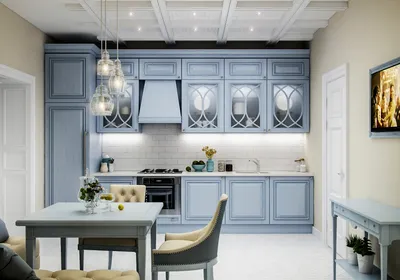 2024 КУХНИ фото голубая прямая кухня 4 метра в деревенском стиле, Одесса,  Архитектурная студия \"STUDIOS\"