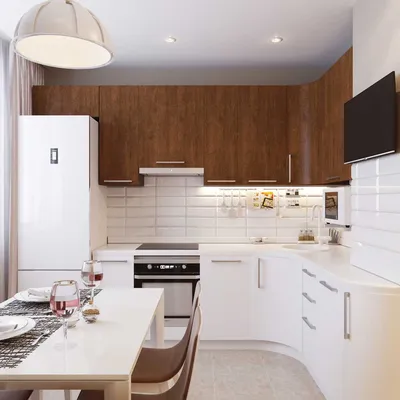 Дизайн кухни 7 кв. м с холодильником (24 фото) - новинки 2023 года