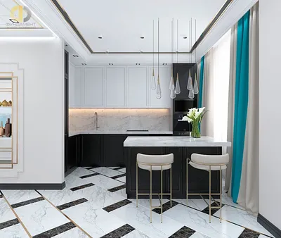 Красивый черно-белый дизайн кухни Стоковое Изображение - изображение  насчитывающей самомоднейше, зодчества: 107660241