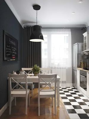 Кухня 9 кв.м в современном стиле с элементами скандинавского стиля