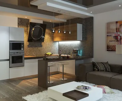 Кухня-гостиная 18 кв м (42 фото): видео-инструкция по оформлению дизайна  интерьера своими руками, цена, фото | Минималистская кухня, Интерьер, Бар в  гостиной