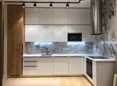 Белая Кухня | Серые столешницы, Современный дизайн потолка, Интерьер кухни