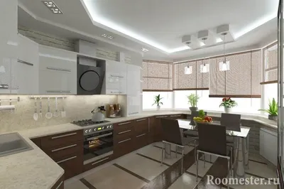 Дизайн проект кухни п44т с эркером в многоквартирном доме | Кухня с эркером,  Кухня, Интерьер