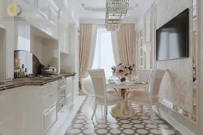 Кухня Giulietta в стиле барокко - белая отделка с золотом | BossFor