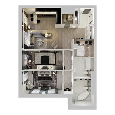 Дизайн интерьера однокомнатной квартиры \"Квартира холостяка 37кв.м.\" |  Портал Люкс-Дизайн.RU