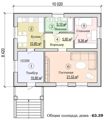 Проект маленького одноэтажного дома эконом класса | Архитектурное бюро  \"Беларх\" - Авторские проекты планы домов и коттеджей