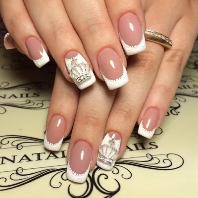 Crown nails, Delicate nails, Dimension nails, Elegant nails, Embossed  nails, French manicure des… | French manicure designs, Best nail art  designs, Nail art designs