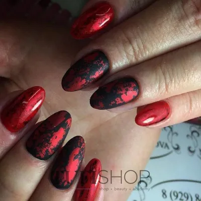 Кракелюр на ногтях(красный с черным маникюр)- купить  материалы|Tufishop.com.ua