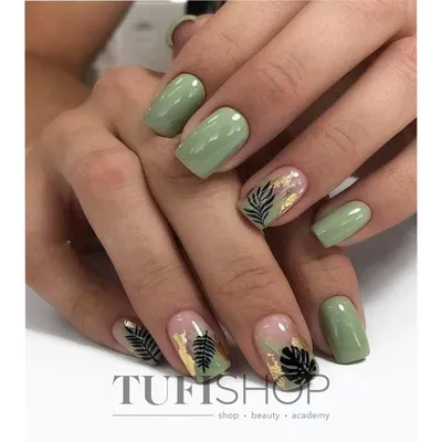 Кракелюр на ногтях(зеленый с золотым маникюр)-купить  материалы|Tufishop.com.ua