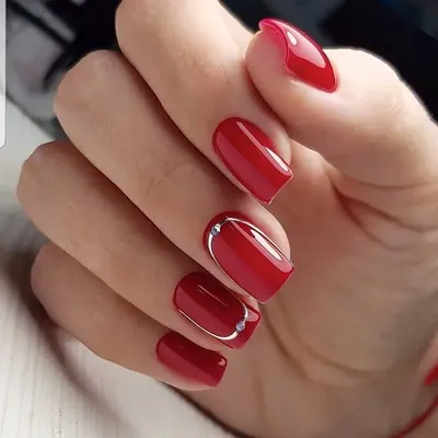 Красный маникюр на нарощенные ногти | Nails, Red nails, Cute nails