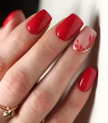 Модные идеи маникюра в красном оттенке | Red gel nails, Nail art, Red  acrylic nails