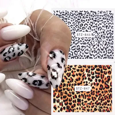 3D накладные ногти, сладкий Крутой Твердый Леопард с металлическими  линиями, дизайн «сделай сам», принадлежности для маникюра, накладные ногти  с нажимом из французского миндаля | AliExpress