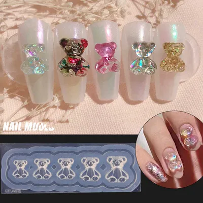 Купить Style Resin Bear Cartoon Bear Nail Art Accessories Manicure Designs  3D Nail Art Decorations | Joom