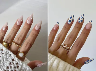 Морской дизайн ногтей со звездами и ракушками