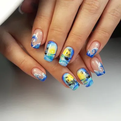 70 Best sea themed nails 2018 | Nail art summer, Tropical nails, Beach nail  designs