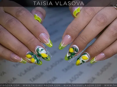 Яркий \"фруктовый\" дизайн ногтей с объемными лимонами (фото)