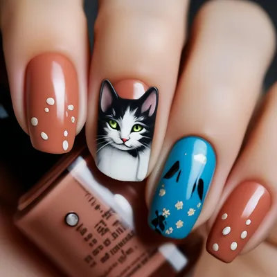Маникюр с кошками: 15 фото с рисунками кошек и лапок на ногтях