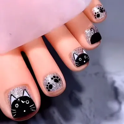 1000 шт. водяные знаки 3D дизайн милые DIY черные кошки наконечники дизайн  ногтей | AliExpress