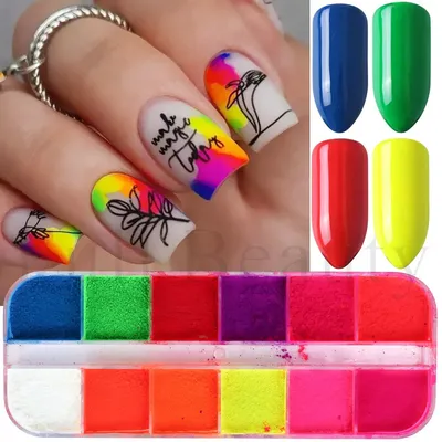 Дизайн ногтей с пигментами цветными - 56 фото