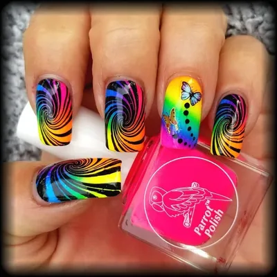 💚Neon cracked nail design , 💚Яркий дизайн неоновым пигментом | Instagram