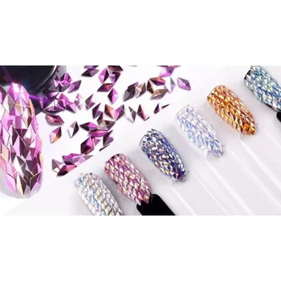 Роскошный чистый цвет с красочными ромбами 3d декорированные накладные ногти  с клеем леди ногти Типсы невесты накладные ногти | AliExpress