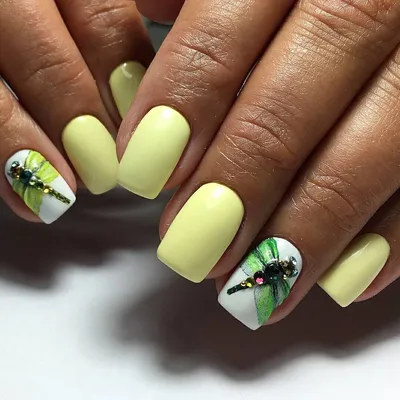 Слайдер-дизайн Fashion nails - наклейка на ногти - цветы, бабочка, стрекоза