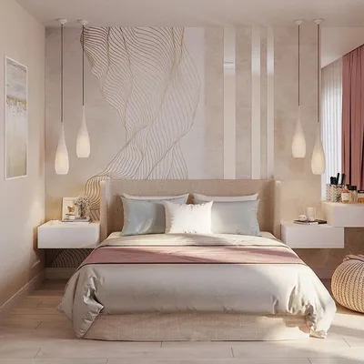 Спальня 17 кв. м.: фото дизайна интерьера в однокомнатной квартире,  совмещенной с гостиной