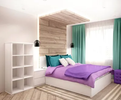 Спальня 15 кв.м в современном стиле со скандинавскими элементами