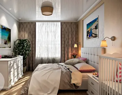 Дизайн спальни 12 кв м в современном стиле: планировка маленькой комнаты с  кроватью, телевизором и платяным шкафом - 29 фото