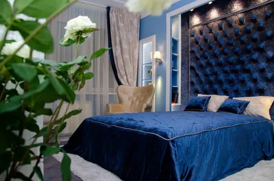 Дизайн спальни в синих тонах фото фото