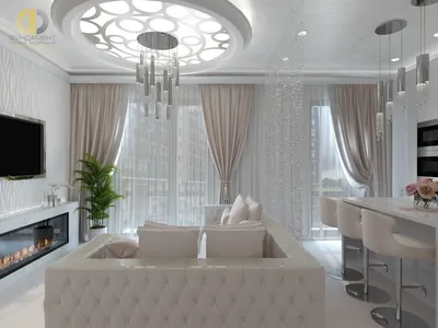 Дизайн гостиной в светлых тонах от Mirt. Abitant Москва