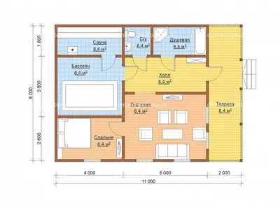 Проект одноэтажного жилого дома 12х8, финский дом, цена