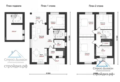 Проект дома с мансардным этажом и подвалом В-03 из пеноблоков по низкой  цене с фото, планировками и чертежами