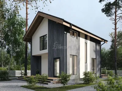 Проект двухэтажного дома из блоков 6 на 8 метров с мансардой / Каменные дома  / Проекты