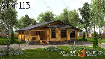 Современный коттедж из оцилиндрованного бревна с зимним садом, большой  террасой и гаражом \"D-148\" - купить в Москве на Избу-беру.ру