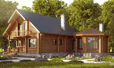 Дом из оцилиндрованного бревна \"Сенеж\" - Проекты деревянных домов на  Srubimdom.ru