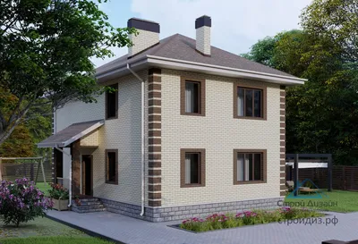 Двухэтажный дом из бруса и кирпича 15х19 проект Душка фото и цены под ключ  - «ДомСтройТех»