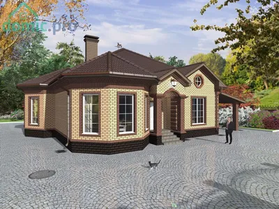 Проект дома с мансардой из кирпича с эркером и балконом №59 - Купить