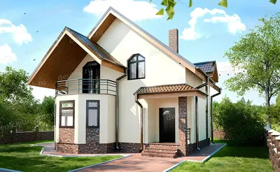 Проект одноэтажного дома с террасой и эркером 04-49 🏠 | СтройДизайн