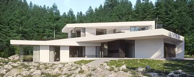Проект двухэтажного дома AS-1688 с мансардой в стиле хай тек